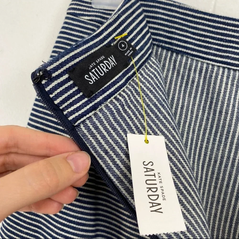 NWT Kate Spade Saturday Layover Skirt in Railroad Stripes Pencil Skirt - Picture 5 of 11